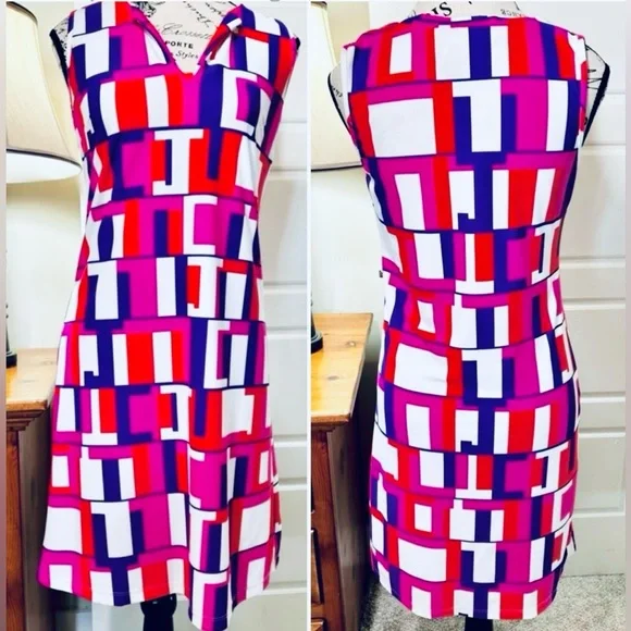 Jude Connally Beth JC Blocks Pink Sleeveless Geometric Shift Dress XS💛 - Picture 9 of 9
